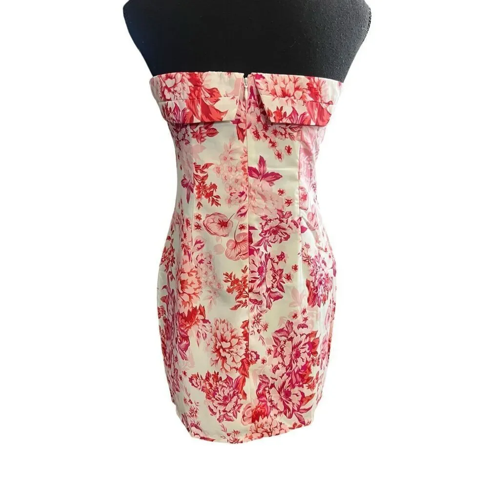 That’s so Fetch 4 Charms pink white floral strapless cocktail mini dress - Picture 4 of 8